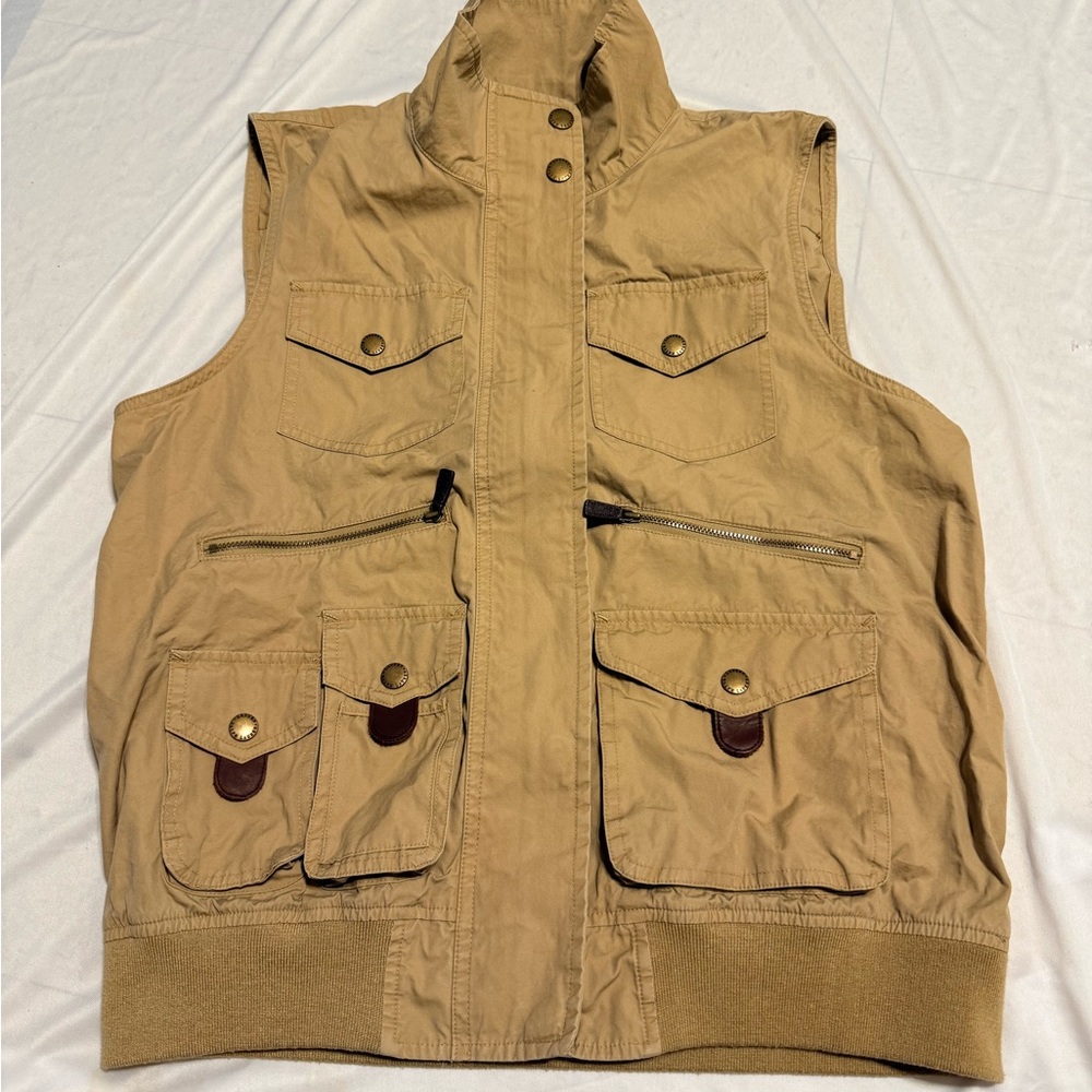 Lauren Ralph Lauren Kaki Pocket Safari  Hunt Fish Photography Cargo Vest sz L